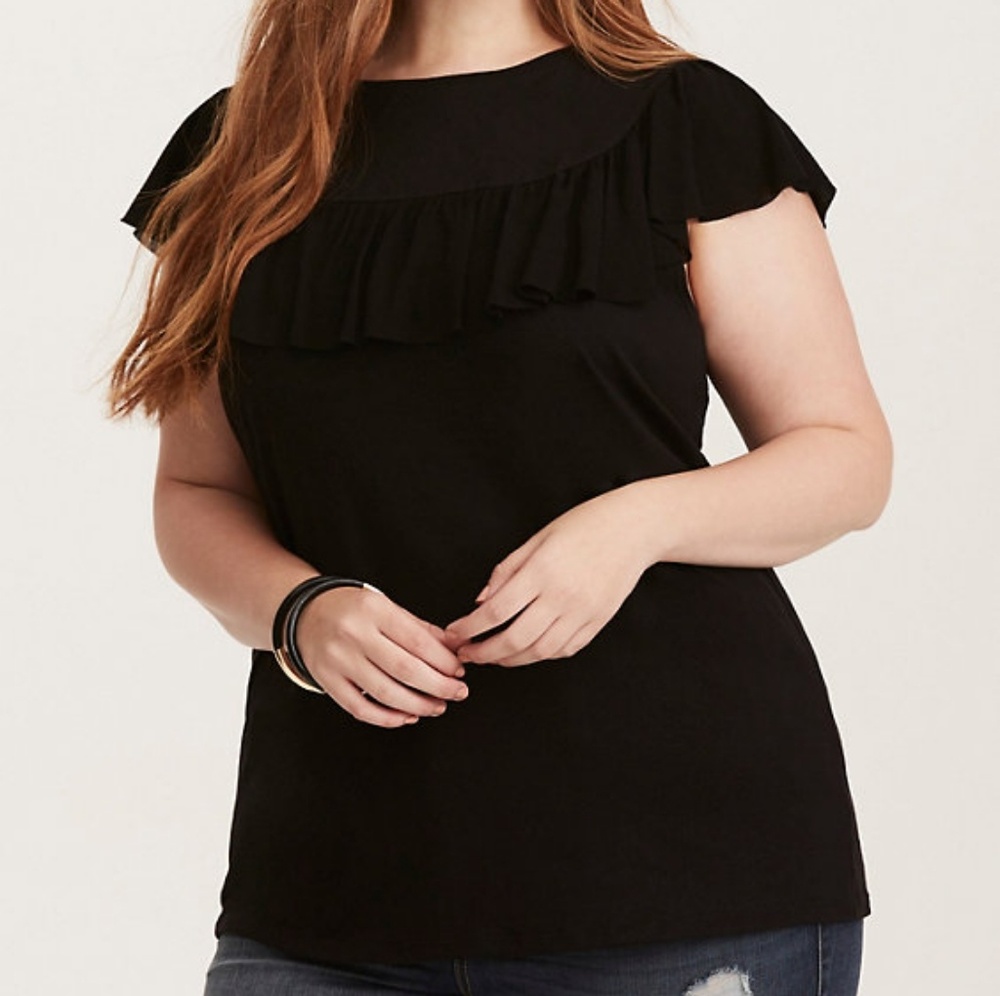 Torrid Black Ruffle Tee Plus Size 00
